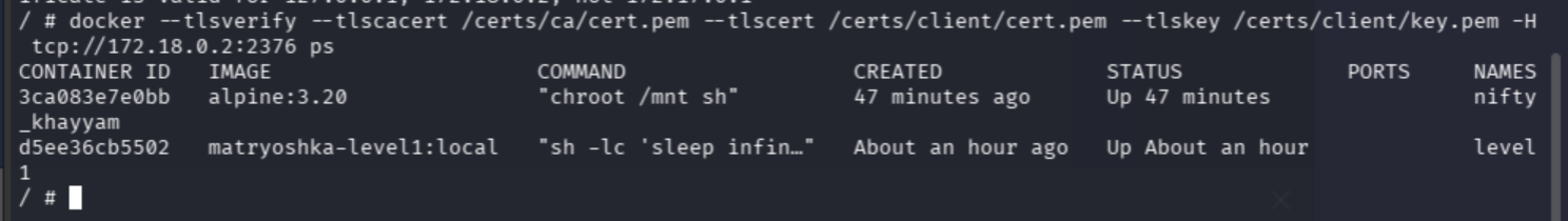 host docker daemon connection successful